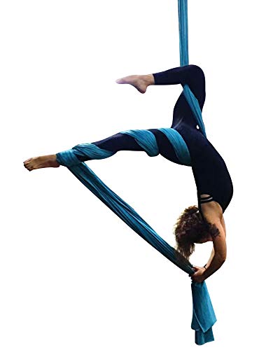 Durable Aerial Silks Starter Kit with 11-Yard Yoga Hammock & Hardware - color: Light Blue