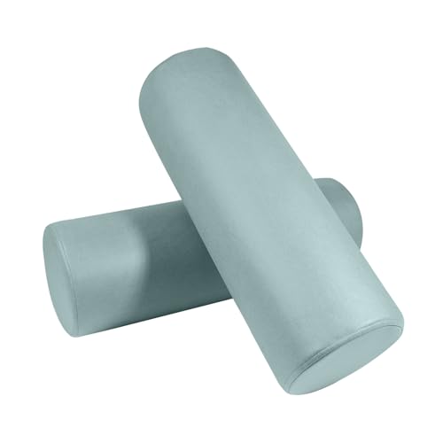 2 Pack Neck Roll Pillow, High-Density Foam Cylinder Bolster Pillow for Neck, Back & Lumbar Support, Ergonomic Round Pillow for Side Sleepers, Sleeping, Removable Washable Cover (7.9''x23.6'' Blue) - color: Blue, size: 23.6x7.9IN