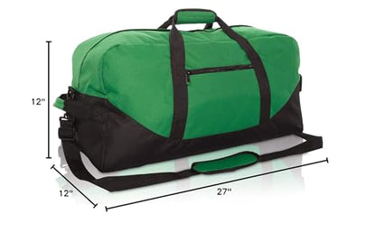 DALIX 25" Big Adventure Large Gym Sports Duffle Bag (Black Grey Navy Blue Red Camo) - color: Dark Green