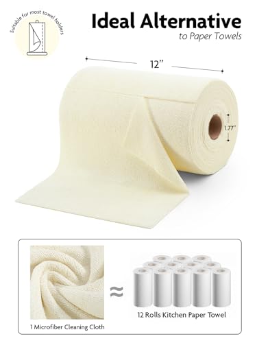 Fantasticlean Microfiber Cleaning Cloth Roll- 75 Sheets, 12" x 12" (Beige) - color: Beige, size: 75 pack