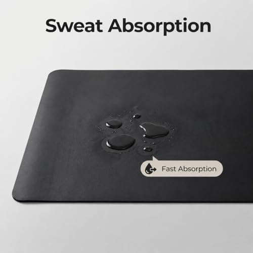 Grip Yoga Mat 5mm Non-Slip PU Natural Rubber Surface, Premium Fitness Mat for Hot Yoga, Pilates, for Women and Men - color: Black