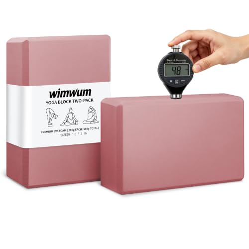 High Density EVA Yoga Blocks 2 Pack, 280g Pro-Level Exercise Brick (46-50 Shore C Firmness), Odor-Free & Non-Slip Foam Props for Yoga, Pilates & Stretching - color: pink