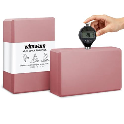 High Density EVA Yoga Blocks 2 Pack, 280g Pro-Level Exercise Brick (46-50 Shore C Firmness), Odor-Free & Non-Slip Foam Props for Yoga, Pilates & Stretching - color: pink