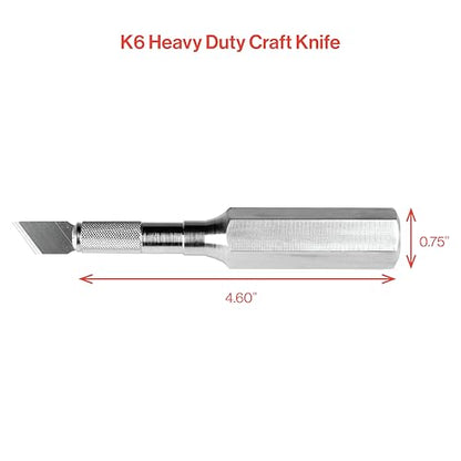 Excel Blades K6 Heavy-Duty Precision Knife – Hexagonal Metal Handle with Angled #19 Blade – Easy-Change Craft Knife for Cutting Thick Materials, Paper, Plastic and Wood - Made In USA