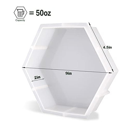 Large Silicone Molds for Resin, Actvty Hexagon Resin Molds, 9 Inch Upgraded Hexagon Silicone Molds for Flowers Preservation, Epoxy Molds for Resin Casting DIY Wedding Home Decors - size: Hexagon Resin Mold