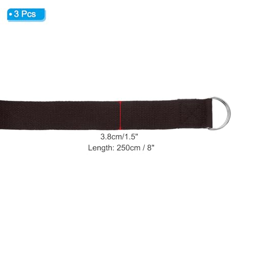 PATIKIL Yoga Strap for Stretching Cotton Yoga Belt with Adjustable Metal D-Ring Buckle Stretch Band for Fitness Pilates - color: Brown