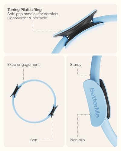 BetterMe Toning Pilates Ring – Magic Circle Pilates Ring for Strength & Flexibility – 15 Inch Fitness Ring for Home Pilates & Yoga Workouts - color: Serenity Blue