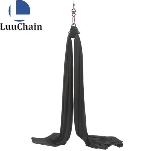 Aerial Silks Equipment for Aerial Yoga Aerial Dance Acrobatic Circus Arts Soft Durable Yoga Hammock Aerial Rig for All Skill Levels Load Capacity 440LB Black - color: Black-16.4*8.53FT