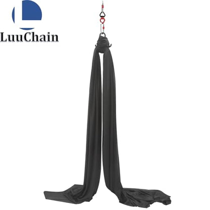Aerial Silks Equipment for Aerial Yoga Aerial Dance Acrobatic Circus Arts Soft Durable Yoga Hammock Aerial Rig for All Skill Levels Load Capacity 440LB Black - color: Black-16.4*8.53FT