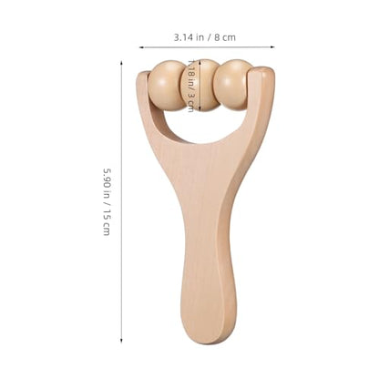 Ciieeo 2Pcs Wooden Massage Roller Muscle Relief/Gift, Wood Massage Tool, Wooden Roller Tools for Body Care and Relaxation, Manual Massage Roller Tool for Daily Home Use (3 Bead Gear Roller)