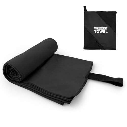 Camping Towel Microfiber Quick Dry Hiking Beach Swimming Pool Travel Yoga Mat Body Towels(Black, 1 Pack XL) - color: Black, size: 1 Pack XL