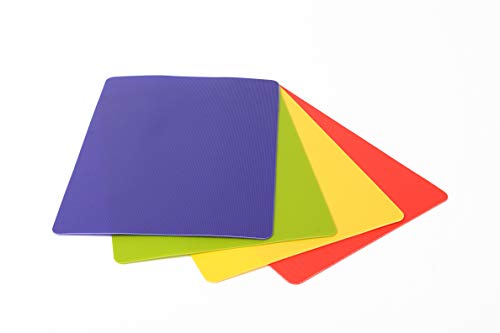 Dexas Heavy Duty Cutting Board Grippmat, Flexible Cutting Boards for Kitchen, Set of 4, Non Slip Plastic Board Cutting Mat Small Size 5.5 x 8, Blue, Green, Yellow, Red Set, Kitchen Gadgets - color: Blue/ Green/ Yellow/ Red, size: 5.5 x 8 inches