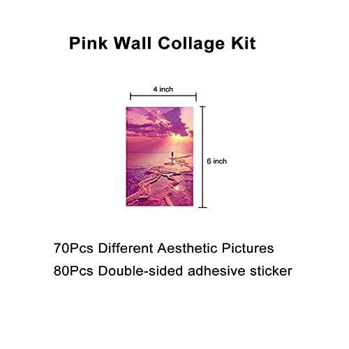 BOPART 70pcs Wall Collage Kit Aesthetic Picures, Pink Preppy Room Decor Aesthetic Collage Picture Wall Decor Posters for Teen Girls Bedroom Dorm (4x6 inch) - color: M9005-Pink