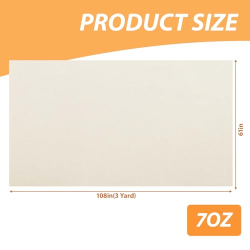 61" X 108"(3 Yard) Natural Cotton Duck Canvas Fabric (7oz) | Fabric for Painting, Sewing, Bags Making, Arts & Crafts - color: 7oz, size: 3 Yard