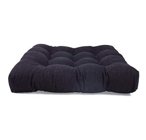 LANITI 24” Inch Extra Large Floor Cushions Tufted Floor Pillow for Adults Square Meditation Ultimate Comfort Oversized Pillows for Floor Cushion (Black) - color: Black