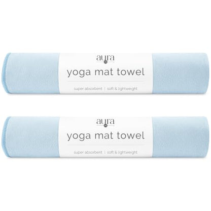 S&T INC. Aura Microfiber Yoga Mat Towel, 2 Pack, 26.5" x 72", Blue - color: Blue 2pk