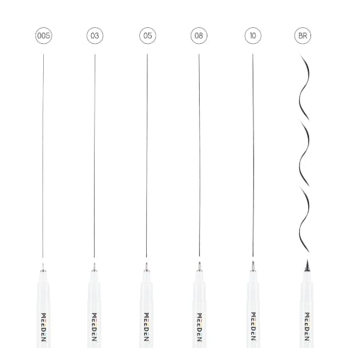 MEEDEN Micro Fineliner Drawing Pens: 6 Sizes, 0.05-1mm, Black Archival Ink | Waterproof ink for technical drawing, sketching, outlining, illustration, manga, and journaling - style: Multi-size (6 PCS)