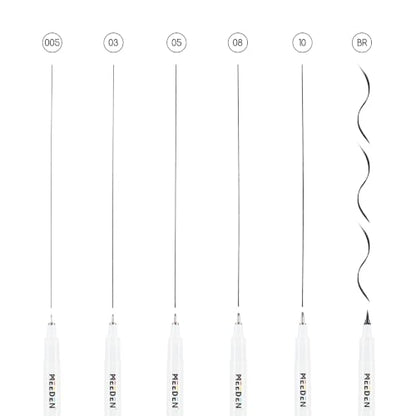 MEEDEN Micro Fineliner Drawing Pens: 6 Sizes, 0.05-1mm, Black Archival Ink | Waterproof ink for technical drawing, sketching, outlining, illustration, manga, and journaling - style: Multi-size (6 PCS)