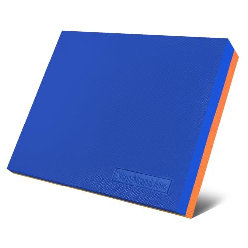 Balance Pad for Physical Therapy Exercises - 15" x 12" Extra Thick Non-Slip Stability Trainer - 2.36" Soft TPE Foam Mat for Knee & Ankle Recovery, Core Strength & Home Gym - color: Blue/Orange