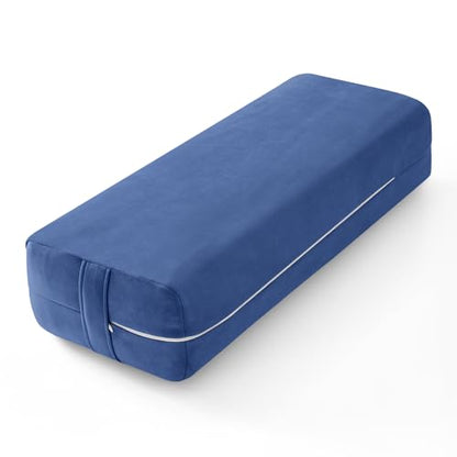 Wellsin Rectangular Yoga Bolster - Meditation Pillow with Washable Suede Cover, 27"X10" X5.5" - color: Blue