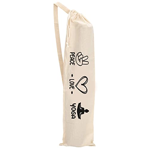 Mayatra's Organic Large Yoga Mat Tote Bag Cover -100% Cotton Lightweight,Washable Yoga Dust Bag With Adjustable Strap Unisex, Peace