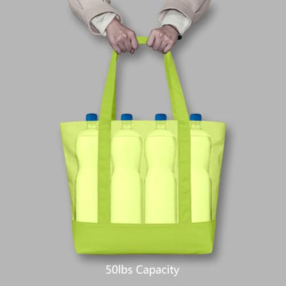 TOPDesign 1-Pack Canvas Tote Bag with an External Pocket, Reusable Grocery Shopping Bag, Top Zipper Closure, Daily Essentials (Light Green) - color: Light Green