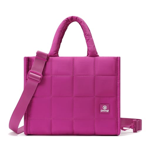 Quilted Crossbody Bags for Women,Puffer Weekender Overnight Bag,Purse Handbag Organizer,Small Tote Bags Shoulder Bag - color: Rose Red