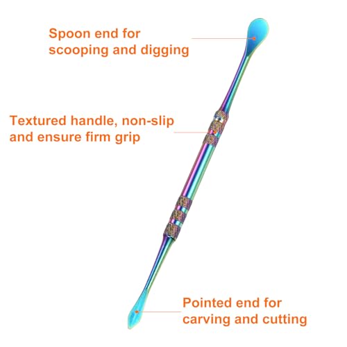 HARFINGTON 8 Pcs Wax Carving Tools 4.8" Double Ended Stainless Steel Wax & Clay Sculpting Wax Carvers Tools Modeling Spoon for Figures Clay Handmade Art Works, Rainbow - color: Rainbow