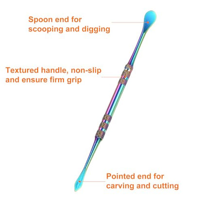 HARFINGTON 8 Pcs Wax Carving Tools 4.8" Double Ended Stainless Steel Wax & Clay Sculpting Wax Carvers Tools Modeling Spoon for Figures Clay Handmade Art Works, Rainbow - color: Rainbow