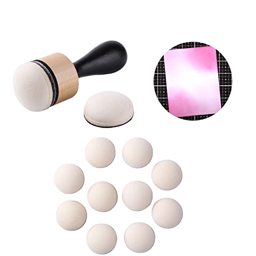 Mini Ink Blending Tool,with Foams Replacement Refill Foam Tool for Foams Scrapbooking Painting Drawing Art Supplies Handle Ink Tools Embossing Stencils - color: 1 Handle+12 Replacement Foam