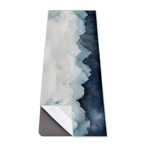 QiyI Hot Yoga Towel with Grip Dots, Non Slip, 74"x26", Watercolor Mountain - color: Watercolor Mountain, size: 74"x26"