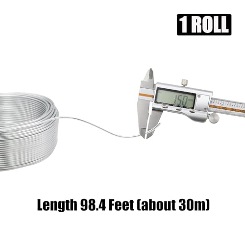 15 Gauge Aluminum Craft Wire, 98FT 1.5mm Silver Bendable Metal Wire | Anodized Jewelry Wire for Crafts, Jewelry Making, Floral Arranging, Sculpting, Armature, Bonsai, Wire Wrapping, Lightweight - size: 15, style: Silver