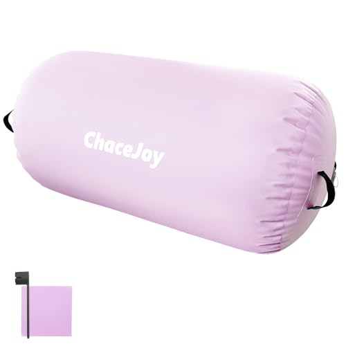 Gymnastics Air Barrel Inflatable Tumbling Roller for Cheerleading and Gymnastics Home Training Perfect for Back Handspring Practice Tumbling Drills Air Roller for Kids and Adults Includes Repair Kit - color: Light Pink, size: (L)39.3"x(Diam)23.6"-No pump