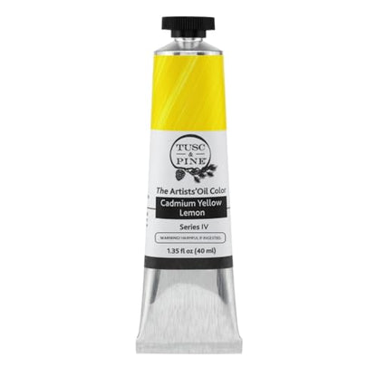 Tusc & Pine Artist Oil Paint - Cadmium Yellow Lemon, 40 ml, Non-Yellowing, Rich & Creamy Consistency, Maximum Pigment Load, Small Batch Milled Oil Paints Made in the USA - color: Cadmium Yellow Lemon, size: 1.35 Fl Oz (Pack of 1)