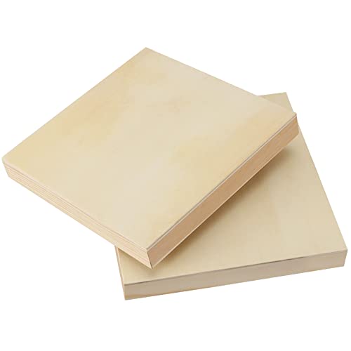 ZOENHOU 10 PCS 8 x 8 Inch Wood Canvas Boards, Unfinished Square Wood Canvas, Cradled Wood Panels for Painting, Pouring Art, Crafts