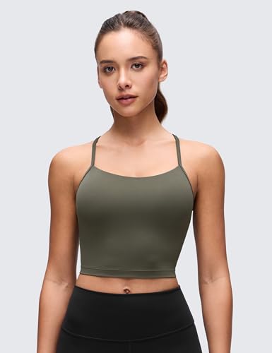 CRZ YOGA Butterluxe Y Back Crop Tank Tops - color: Light Army Green, size: X-Small