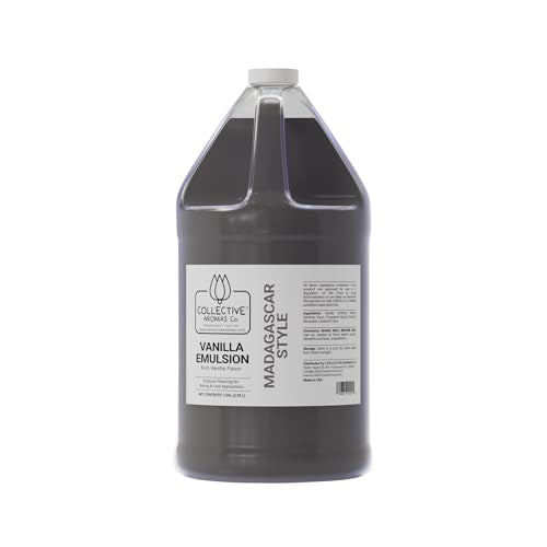 Collective Aromas Co. Madagascar Style Vanilla Emulsion for Baking – Concentrated Vanilla Flavoring for Cake, Cookies, Frosting, Ice Cream & Desserts, Bakery Style Liquid Emulsion 1 Gallon (128 fl oz) - size: Madagascar Vanilla - 1 Gallon (128 fl oz)