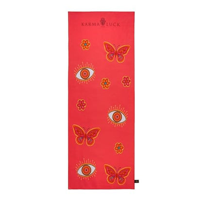 KARMA AND LUCK Radiant Protection Yoga Towel, Absorbent, Non-Slip Hot Yoga Mat Towel, Silicone Grip & Soft Terry Suede for Spiritual Energy Shield & Clarity, 26” x 72” - color: Radiant