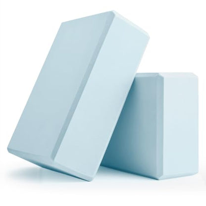 Yoga Blocks 2 Pcs, 9"x6"x3" Yoga Brick Foam Blocks EVA Foam Block Yoga Props Accessories for Yoga Pilates Stretching and Meditation - color: Baby Blue