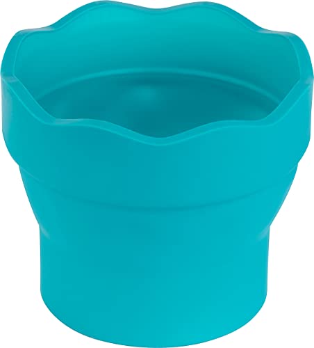 Faber-Castell Clic & Go Portable Paint Water Cup with Brush Holder, Turquoise - Collapsible Paint Brush Cleaner Rinse Cup, Travel Friendly Painting Accessories - size: 1 Count (Pack of 1)