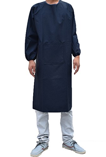 Adults Long Sleeve Cooking Kitchen Apron Waterproof Artist Drawing Apron - color: Black, size: Medium