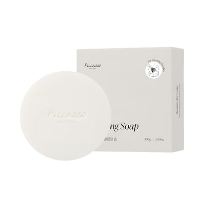 Piccasso Brush Cleaner Soap with Case & Cleaning Mat, Solid Makeup Brush Cleaner and Cleanser for Makeup Brushes, Gentle Deep Cleaning Brush Soap for Sponges, Puffs & Makeup Applicators, Made in Korea