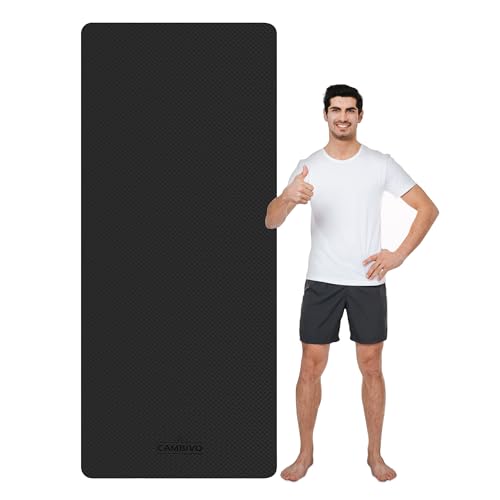 CAMBIVO Extra Wide Yoga Mat for Women and Men (72"/84"x 32"x 1/4") TPE Workout Mat, Non-slip Large Exercise Fitness Mat for Yoga, Pilates, Workout - color: Dark Black, size: 84" x 32" x 6mm