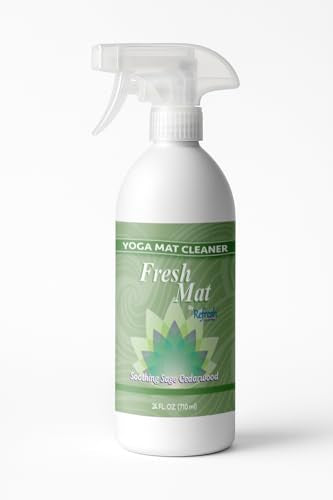 Fresh Mat Yoga Mat Cleaner Spray - Natural Deodorizing Cleaner for Yoga Mats & Fitness Equipment - No-Rinse, Residue-Free Formula with Witch Hazel & Essential Oil, Soothing Sage Cedarwood (24 fl oz). - size: 24 Fl Oz (Pack of 1)
