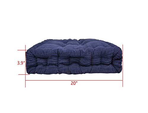 ChezMax Floor Pillow & Cushion, Large Meditation Chair Cushions, Thick Square Seat Pad, Soft Velvet Tufted Seating Pouf for Indoor/Outdoor Yoga Bench Rocking Chair Room Tatami Sofa, Dark Blue 20"x20" - color: Dark Blue L