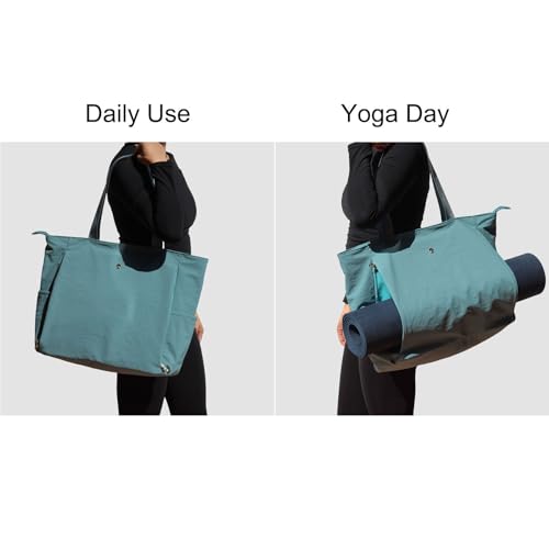 ESVAN Yoga Mat Bag Yoga Tote Carrier Shoulder Bag Carryall Tote for Office,Yoga,Pilates,Travel,Beach and Gym - color: Nylon Lake Blue