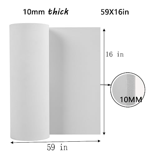 AMZQNART EVA Foam 10mm, Cosplay Foam Roll 16 x 59in (6.5sqft) White, Suitable for Large Foam Cosplay Modeling, DIY Projects, Crafts, Ultra High Density 90 kg/m3. - color: 16×59in White, size: 10mm-Thick