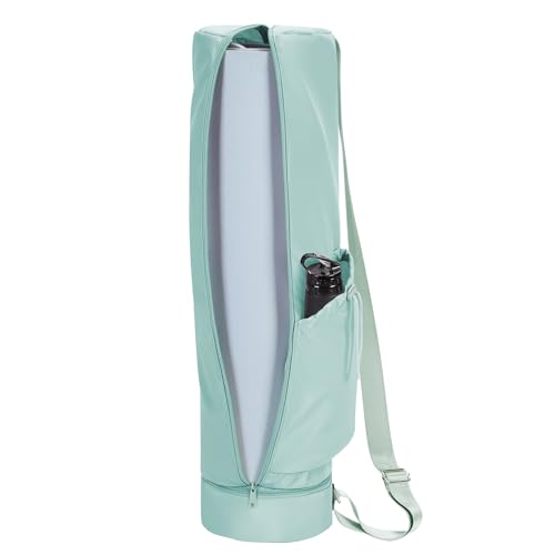 sportsnew Yoga Mat Bag, Full Zip Cargo Yoga Mat Carrier Bag with Drawstring Water Bottle Pocket and Bottom Wet Pocket, Exercise Yoga Mat Carrier Holder Multi-Functional Storage Bag Patent Pending - color: Mint Green, size: Medium pocket