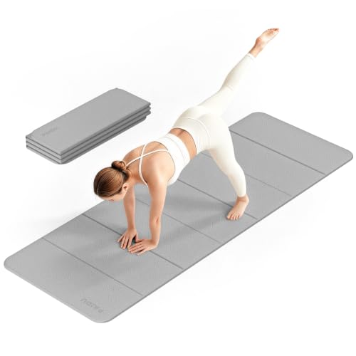 PAIDU Foldable Yoga Mat 10mm Thick, 75"x26" Non-Slip Fitness Exercise Mat - color: Grey