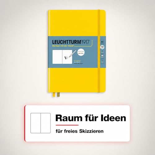 Leuchtturm1917 - Medium A5 Hardcover Sketchbook (Lemon) - 112 Pages of 150g/m² Paper - color: Lemon, size: Medium (A5)